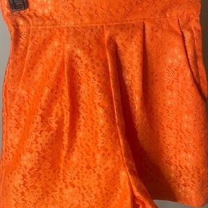 NEW orange lace fashion shorts handmade XS
